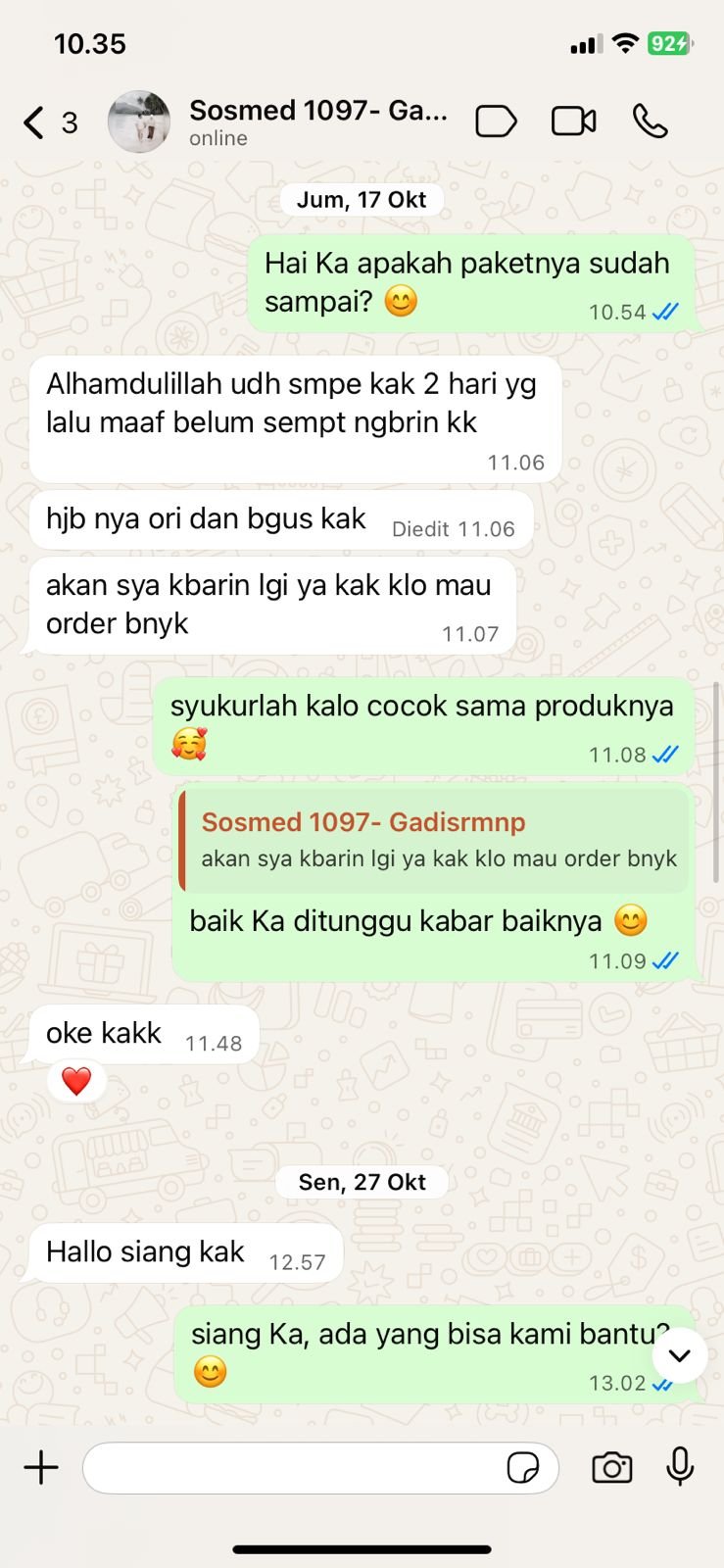 Testimoni pelanggan Wahyu Lestari 5